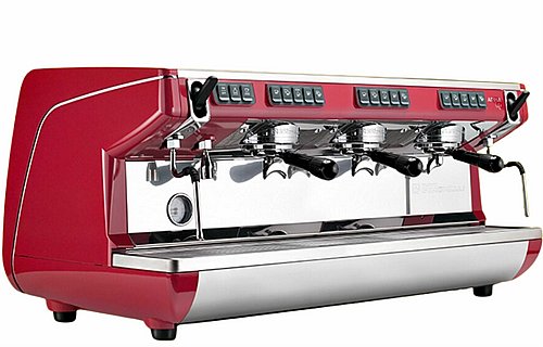 ماكينة إسبريسو احترافية من نوفا سيمونيلي أبيا لايف للشركات (3 رؤوس) باللون الأحمر