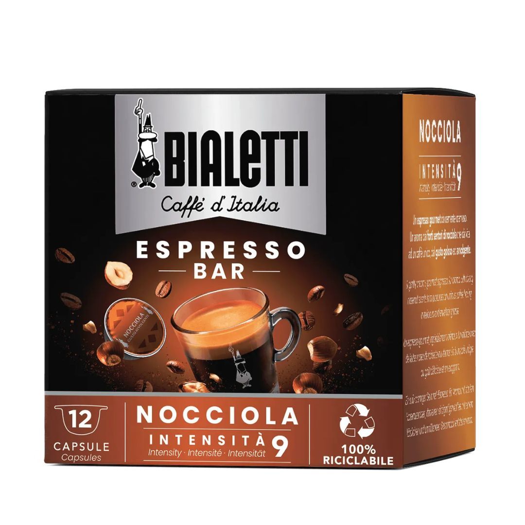 Bialetti Nocciola coffee capsules for machines Bialetti hazelnut flavored capsules 12 units