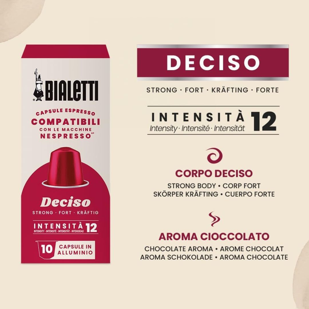 Bialetti Deciso Nespresso compatible coffee capsules 10 units