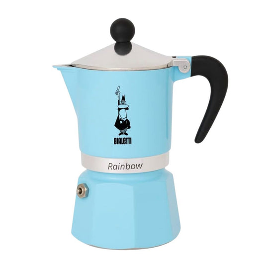 Bialetti Moka Rainbow 6 Cup Coffee Maker Light Blue