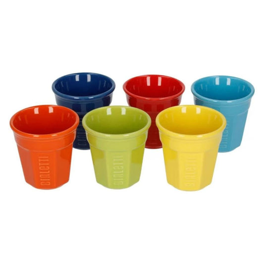 Set of 6 Bialetti BICCHIERINI Multicolor Ceramic Espresso Cups 90 ml