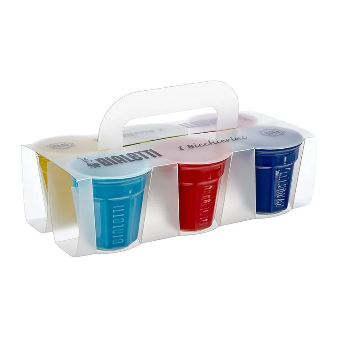 Set of 6 Bialetti BICCHIERINI Multicolor Ceramic Espresso Cups 90 ml