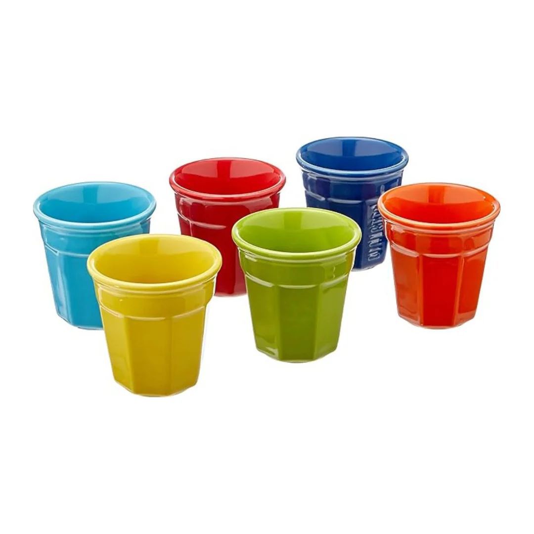 Set of 6 Bialetti BICCHIERINI Multicolor Ceramic Espresso Cups 90 ml