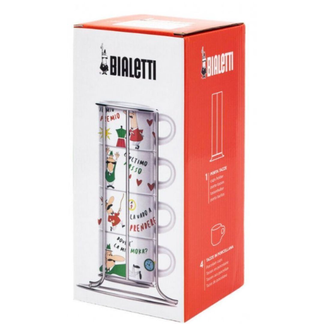 Set of 4 painted porcelain cappuccino cups 150 ml Bialetti | Bialetti Italia