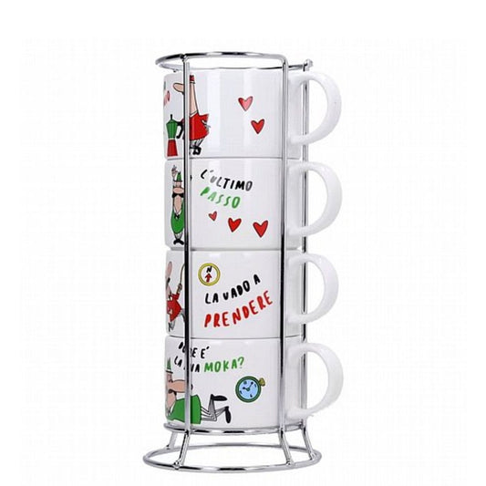 Set of 4 painted porcelain cappuccino cups 150 ml Bialetti | Bialetti Italia