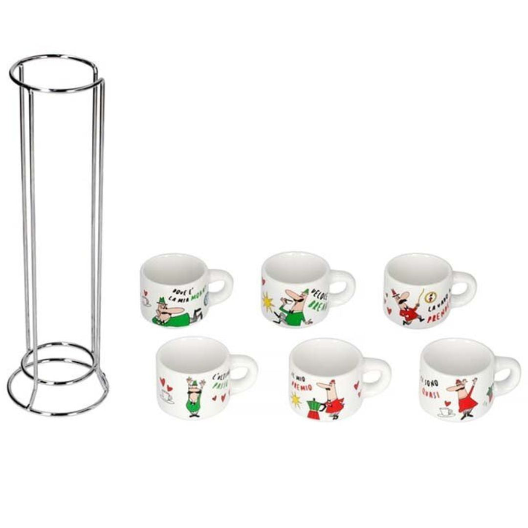 Set of 6 painted porcelain espresso cups 50 ml Bialetti | Bialetti Italia