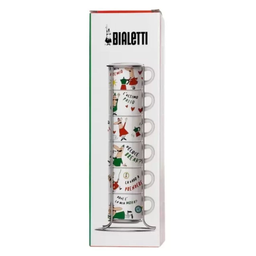 Set of 6 painted porcelain espresso cups 50 ml Bialetti | Bialetti Italia