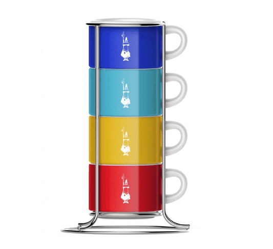 Set of 4 porcelain cappuccino cups - 150 ml by Bialetti - with storage device - Bialetti