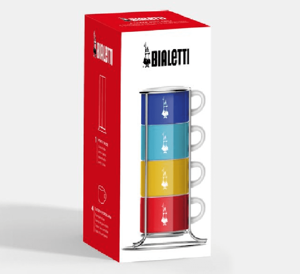 Set of 4 porcelain cappuccino cups - 150 ml by Bialetti - with storage device - Bialetti