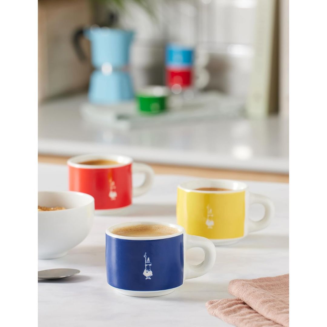 Set of 6 porcelain espresso cups - 50 ml by Bialetti - with storage device - Bialetti