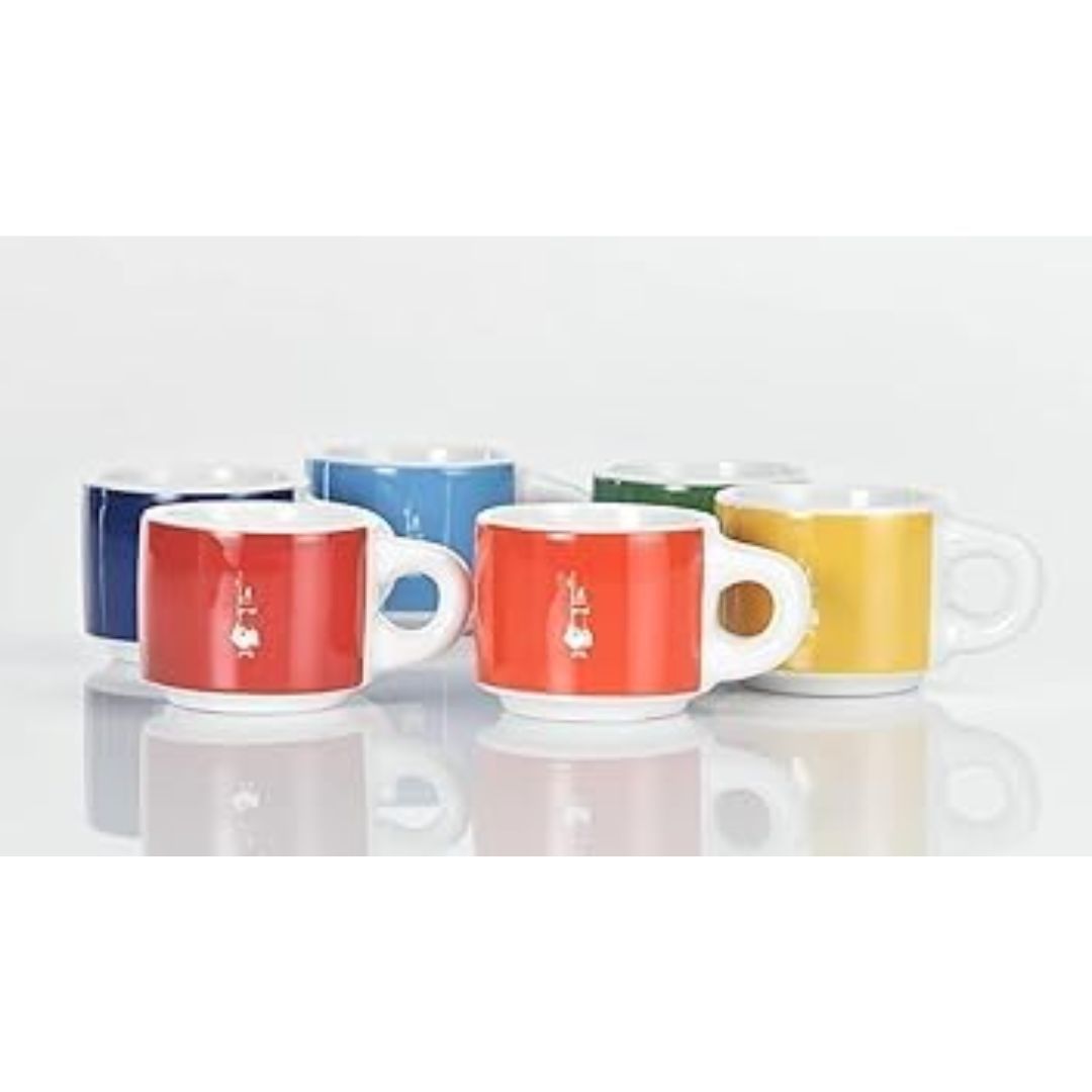 Set of 6 porcelain espresso cups - 50 ml by Bialetti - with storage device - Bialetti