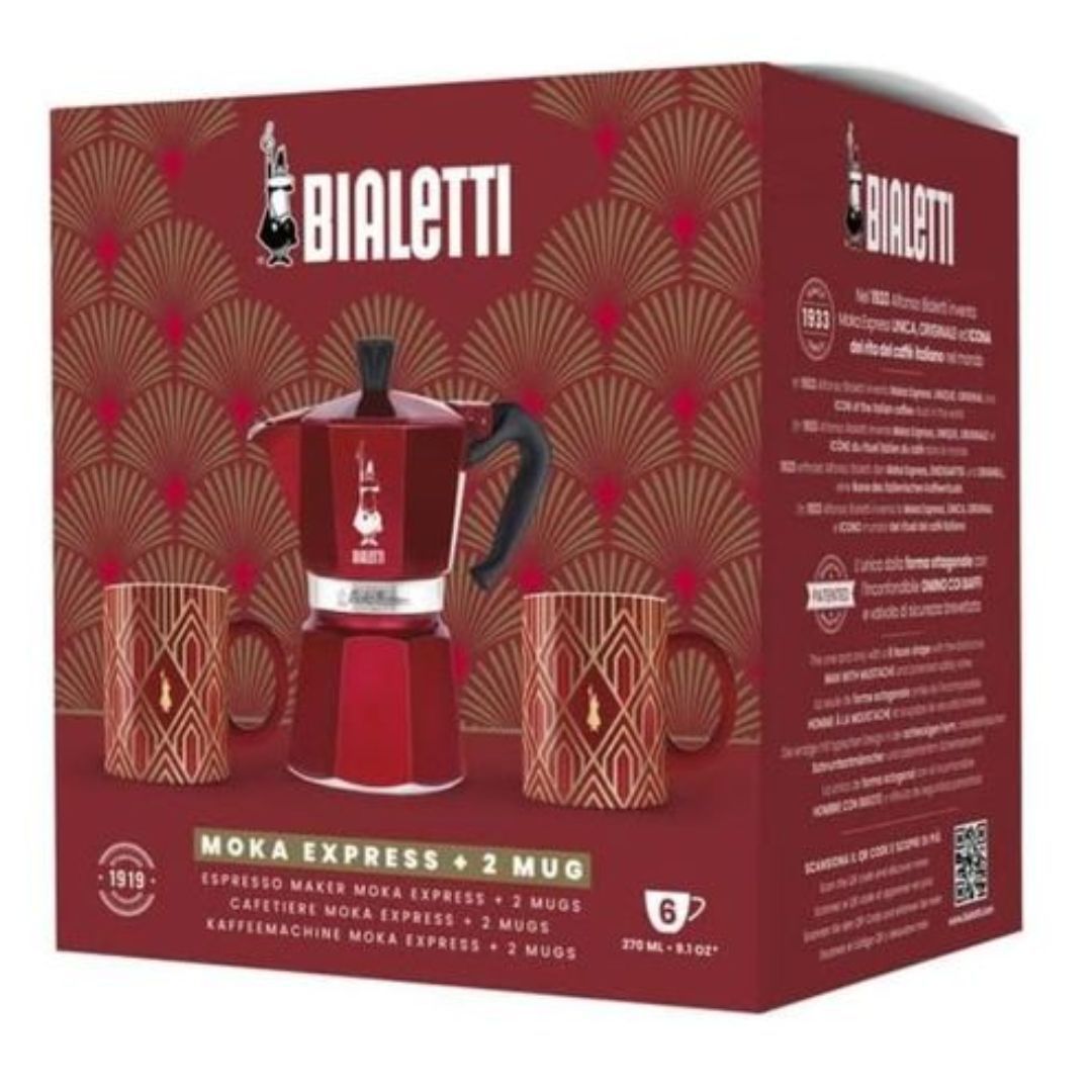 Bialetti Moka Express Set 6 Cups + 2 Art Deco Mugs Bialetti Set Moka Express Art Deco