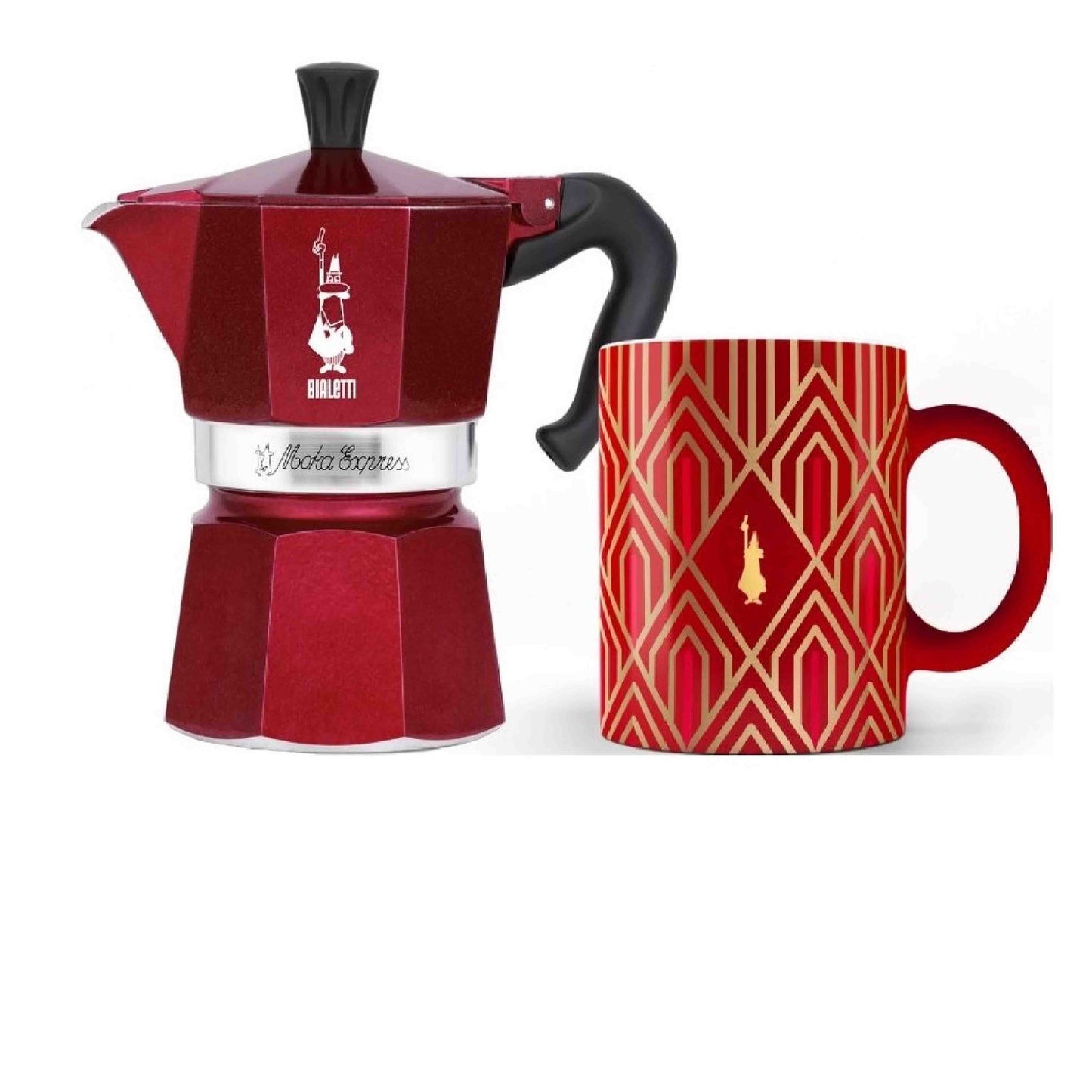 Bialetti Moka Express Art Deco Set 3 Cups + 1 Art Deco Mug
