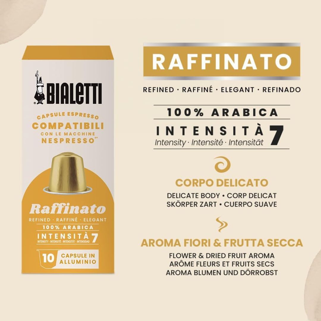 Bialetti Raffinato Nespresso compatible coffee capsules 10 units